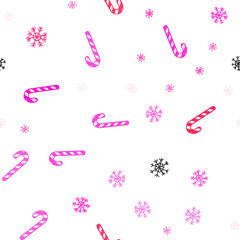 Light Pink vector seamless background with tasty xmas sweets.