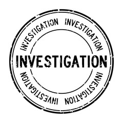 Grunge black investigation word round rubber seal stamp on white background
