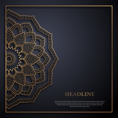 Gold and black greeting card template in retro style. Great design for any purposes: invitation, flyer, menu, brochure or leaflet