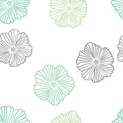 Light Green vector seamless natural artwork with flowers.
