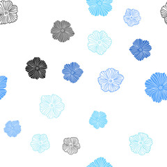 Light BLUE vector seamless abstract design with flowers.