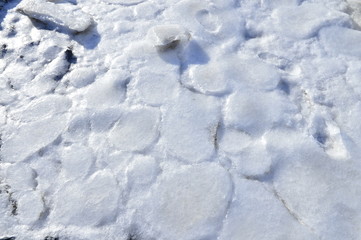 The accumulation of sea ice in the sea