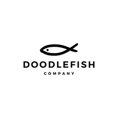 doodle fish logo vector icon illustration
