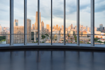Fototapeta premium large windows with abstract cityscape