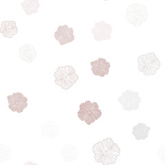 Light Pink, Green vector seamless doodle template with flowers.
