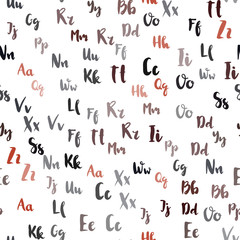 Light Red vector seamless layout with latin alphabet.