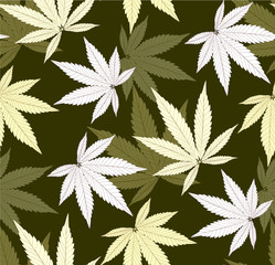 Marijuana leaves seamless vector pattern.