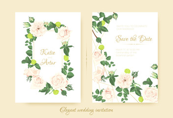 Elegant Wedding Invitation with Flowers.