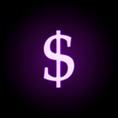 dollar sign icon. Elements of web in neon style icons. Simple icon for websites, web design, mobile app, info graphics