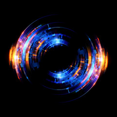 Vivid abstract background. Beautiful design of rotation frame.  .Mystical portal. Bright sphere lens. Rotating lines. Glow ring. .Magic neon ball. Led blurred swirl. Spiral glint lines.