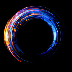 Vivid abstract background. Beautiful design of rotation frame.  .Mystical portal. Bright sphere lens. Rotating lines. Glow ring. .Magic neon ball. Led blurred swirl. Spiral glint lines.