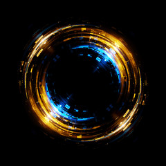 Vivid abstract background. Beautiful design of rotation frame.  .Mystical portal. Bright sphere lens. Rotating lines. Glow ring. .Magic neon ball. Led blurred swirl. Spiral glint lines.