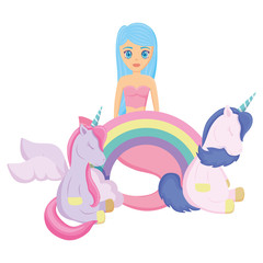 Cute unicorn and mermaid design