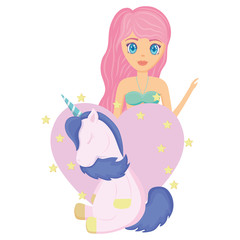 Cute unicorn and mermaid design
