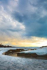 Spring landscape on the Siberian river. Western Siberia, Russia