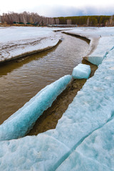 Fototapeta premium Spring landscape on the Siberian river. Western Siberia, Russia