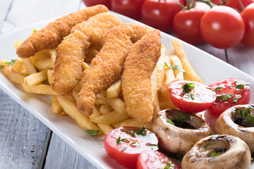Chicken frites with potato chips