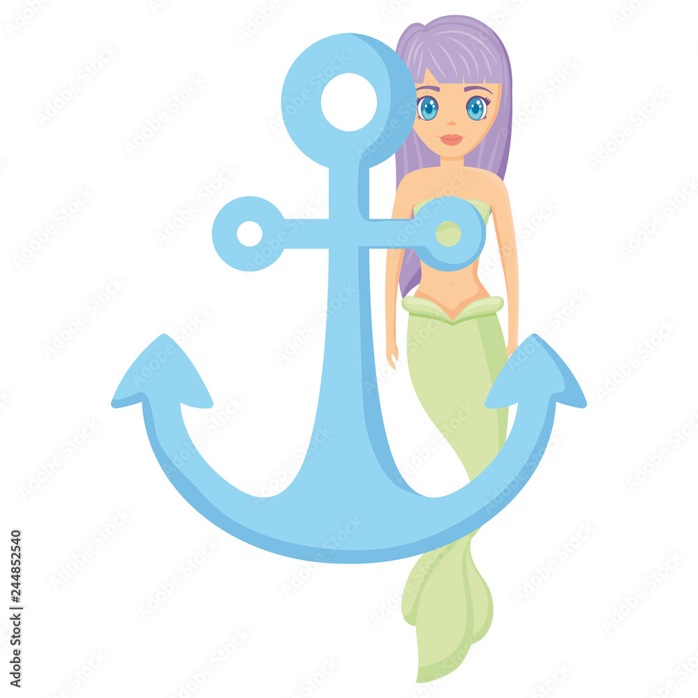 Sticker cute mermaid icon