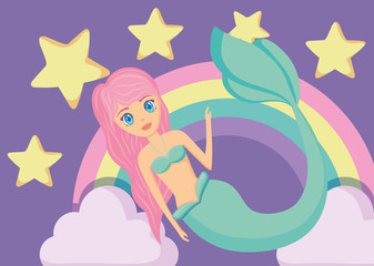 Cute mermaid icon 