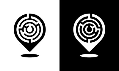 Location pin icon with a labyrinth pattern