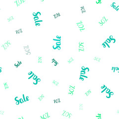 Light Green vector seamless background with 30, 50, 70 % signs of sales.