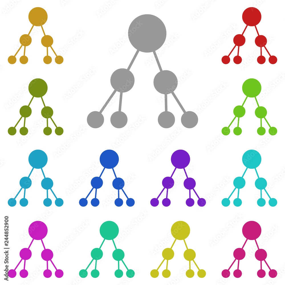 Poster binary tree icon in multi color. simple glyph, flat vector of charts and diagrams icons for ui and u