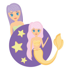 Cute mermaid icon 