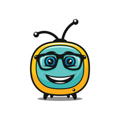 Smiling TV symbol in glasses - vector icon