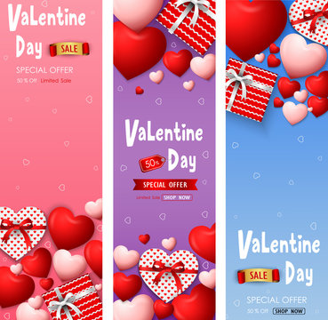 Valentine Day Sale banners set