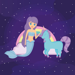 Fototapeta premium Cute unicorn and mermaid design