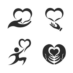 Caring hands. Valentines Day. Icon Set