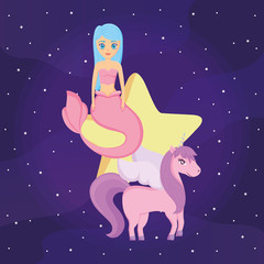 Fototapeta premium Cute unicorn and mermaid design
