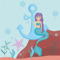 Cute mermaid icon 