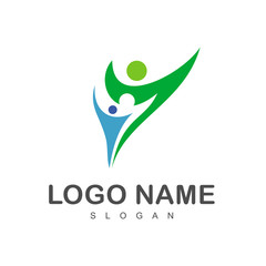 family logo template, health and care people symbol