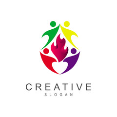 people + fire logo, campfire logo