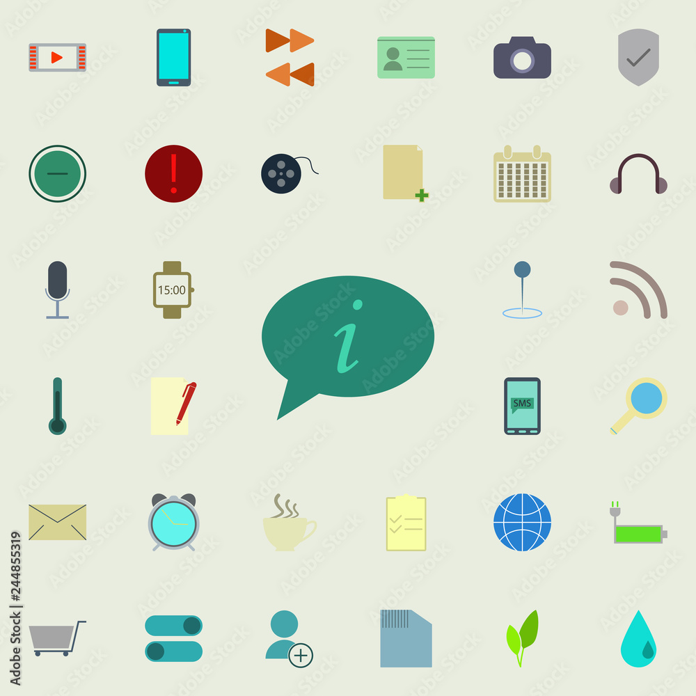 Poster communication with information icon. color web icons universal set for web and mobile