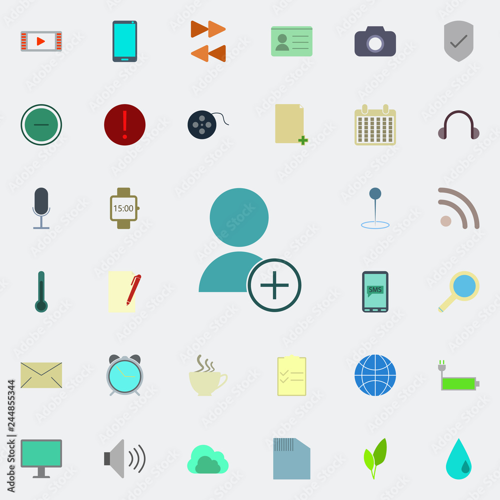 Poster add contact icon. color web icons universal set for web and mobile