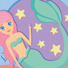 Cute mermaid icon 
