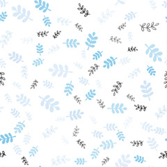 Light BLUE vector seamless natural backdrop with leaves, branches.