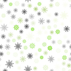 Light Green vector seamless template with ice snowflakes.
