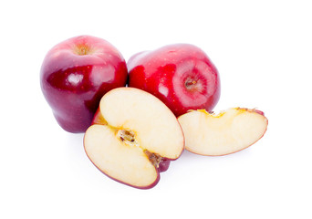 sliced red delicious apple path isolated