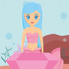 Cute mermaid icon 