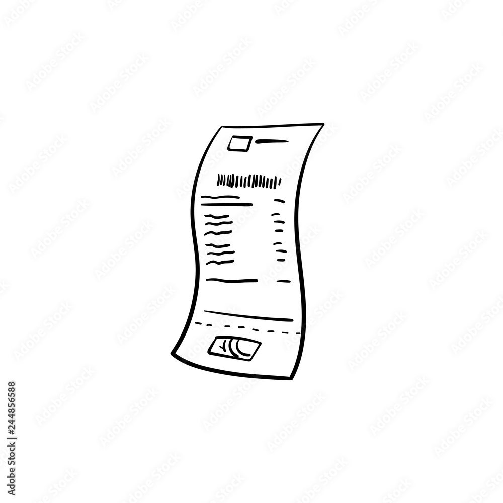 Wall mural paper receipt hand drawn outline doodle icon