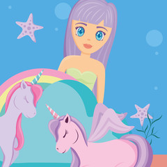 Obraz na płótnie Canvas Rainbow and unicorns design