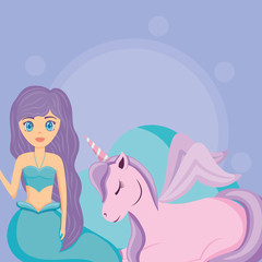 Cute unicorn and mermaid design