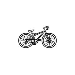 Obraz na płótnie Canvas Bicycle hand drawn outline doodle icon. Cycling, sport transport, riding a bike, outdoor activity concept. Vector sketch illustration for print, web, mobile and infographics on white background.