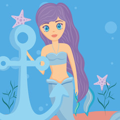Obraz na płótnie Canvas Cute mermaid icon 