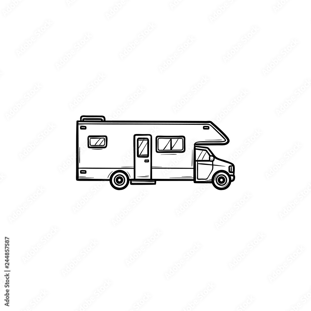 Wall mural Recreational vehicle hand drawn outline doodle icon