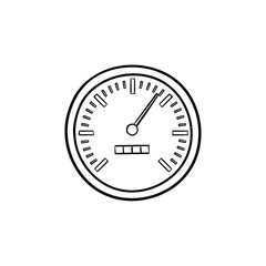 Speedometer hand drawn outline doodle icon. Auto speed meter and control, accelerate and measurement concept. Vector sketch illustration for print, web, mobile and infographics on white background.