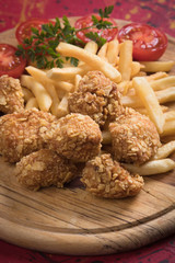 Deep fried chicken nuggets
